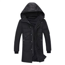 2020冬季新款男士时尚中长款90绒连帽羽绒服商务休闲简约大气保暖，男装羽绒服，电商D230