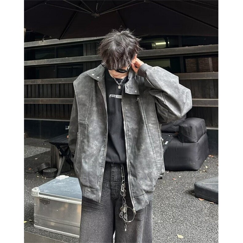 【有货】DW194-P72潮美式PU皮立领工装夹克外套女春秋季棒球服,男装夹克,星座603-2