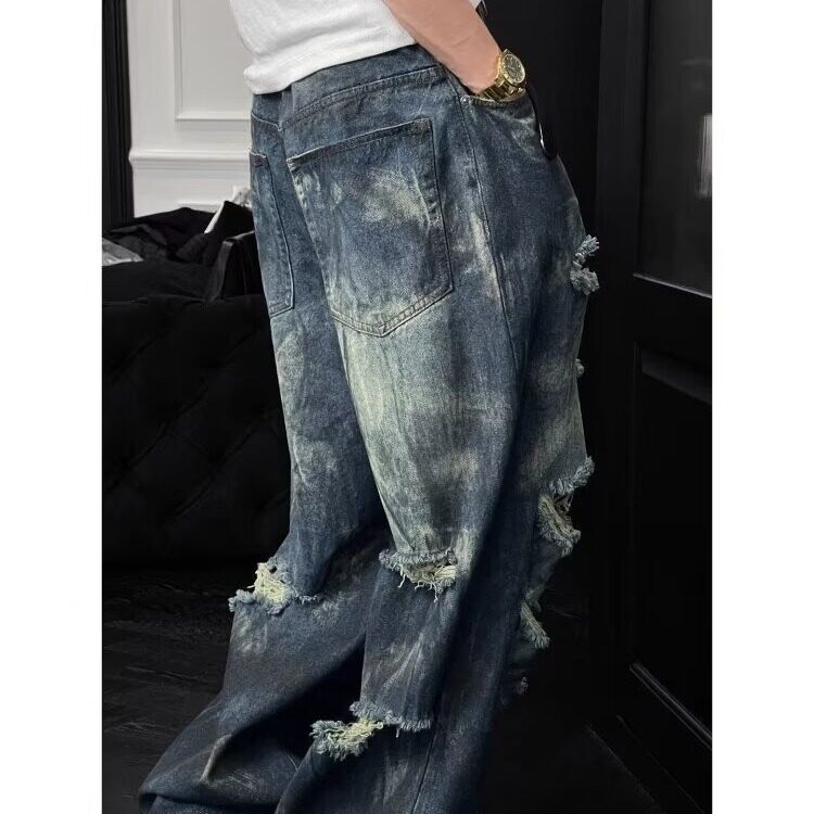 【有货】DBK3066-批58水洗破洞重工牛仔裤男夏季新款潮牌直筒裤,男装牛仔裤,星座603-2