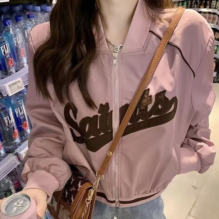 美式休闲棒球服外套女小个子春秋款辣妹风飞行员夹克短款上衣秋,男装夹克,星座1210-1