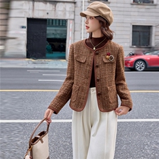 9095时尚气质小香风羊毛外套，女装短外套，依路服饰