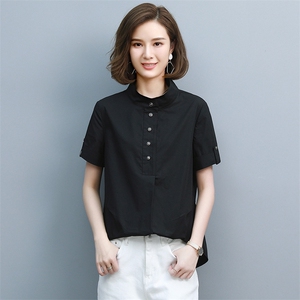纯棉衬衫女2025夏装新款韩版休闲百搭休闲四十岁衬衣女士短袖上衣图片