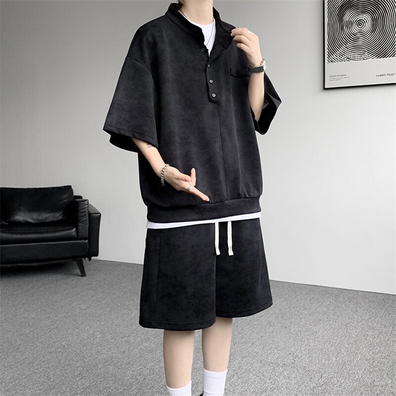 可拆开卖！立领POLO衫短袖t恤套装男生休闲运动青少年搭配帅气夏,男装T恤,电商B312