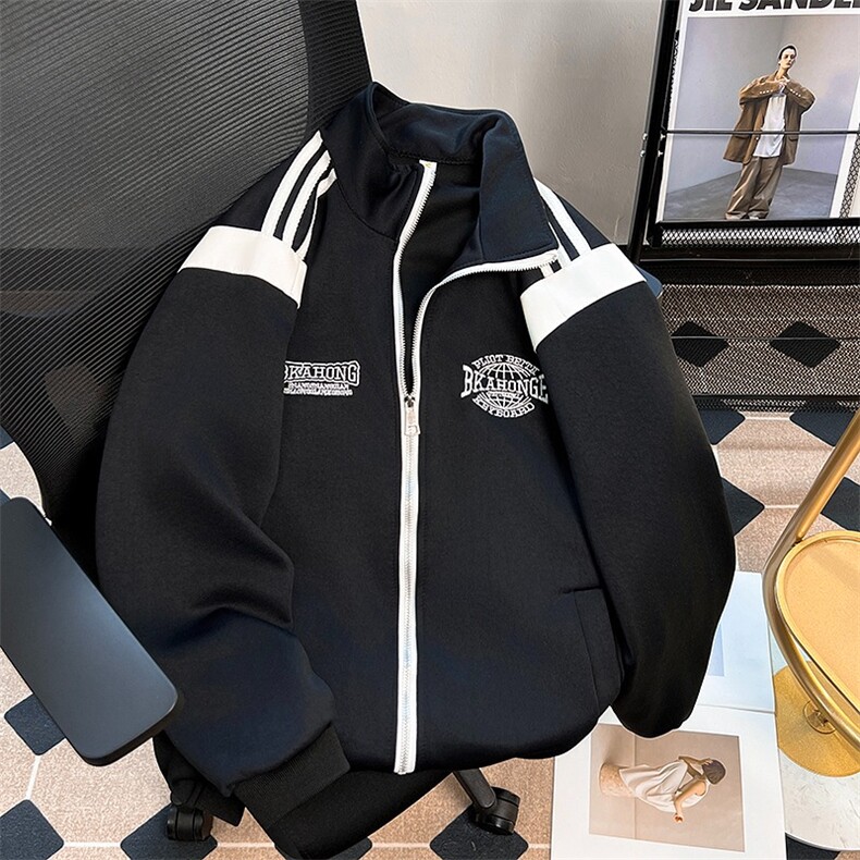 BAOER美式复古棒球服外套男女春秋学院风垫肩vintage情侣正肩夹克,男装夹克,星座1013