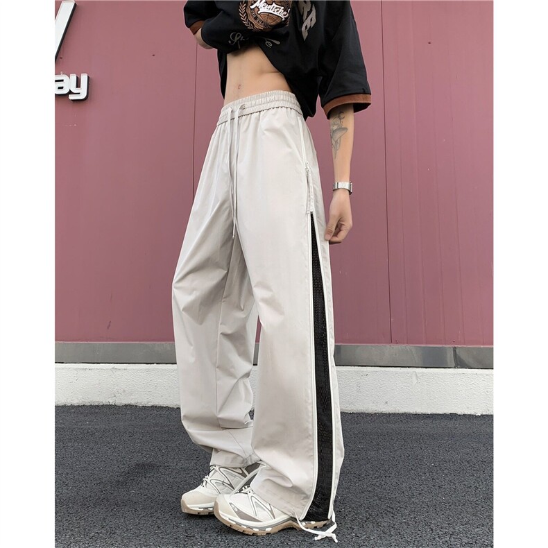 夏季侧拉链透气网布休闲裤男宽松速干裤伞兵裤K10130/P48，男装休闲裤，星座506