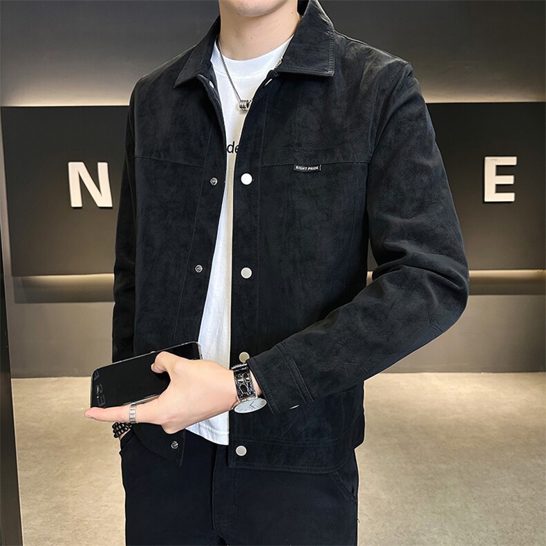 2025新款秋季麂皮夹克外套男高端压花翻领男装上衣A313-1810-P145,男装夹克,电商A313