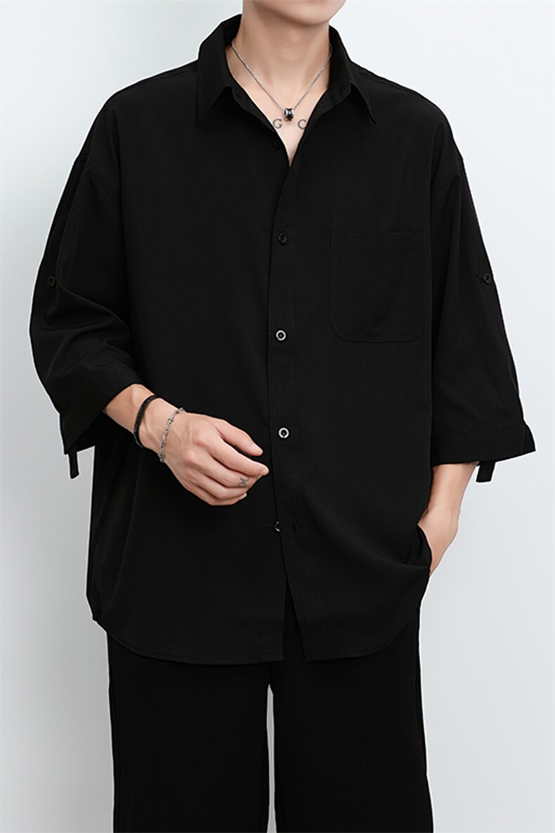 港风大码美式vibe潮牌痞帅翻领长袖衬衫男XZ213-CS8810-P45控58,男装衬衫,星座213