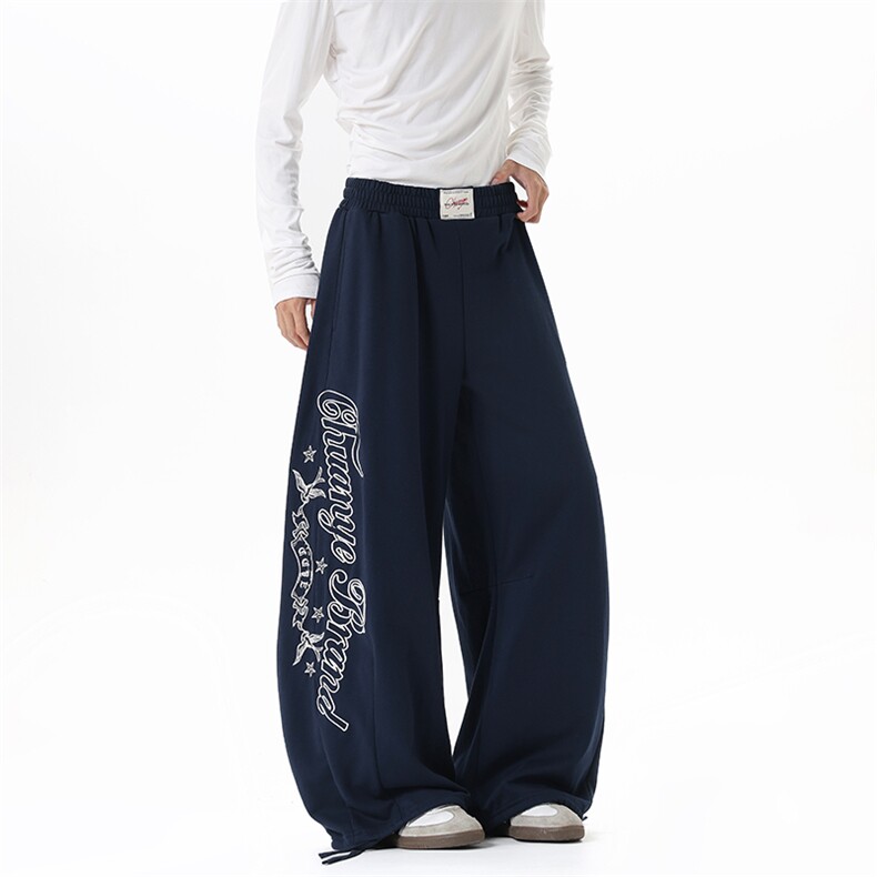 【现货】XZ1218(原611-3) BKW06 特价P54 美式复古刺绣宽松卫裤图片