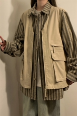 中性假两件衬衫马甲外套女潮流情侣女夹克外套男77860特P68控108，男装夹克，星座226-1