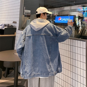 大码 牛仔外套男假两件港风2023春秋季新款上衣ins夹克W1913-P70,男装大码男装,星座412-2