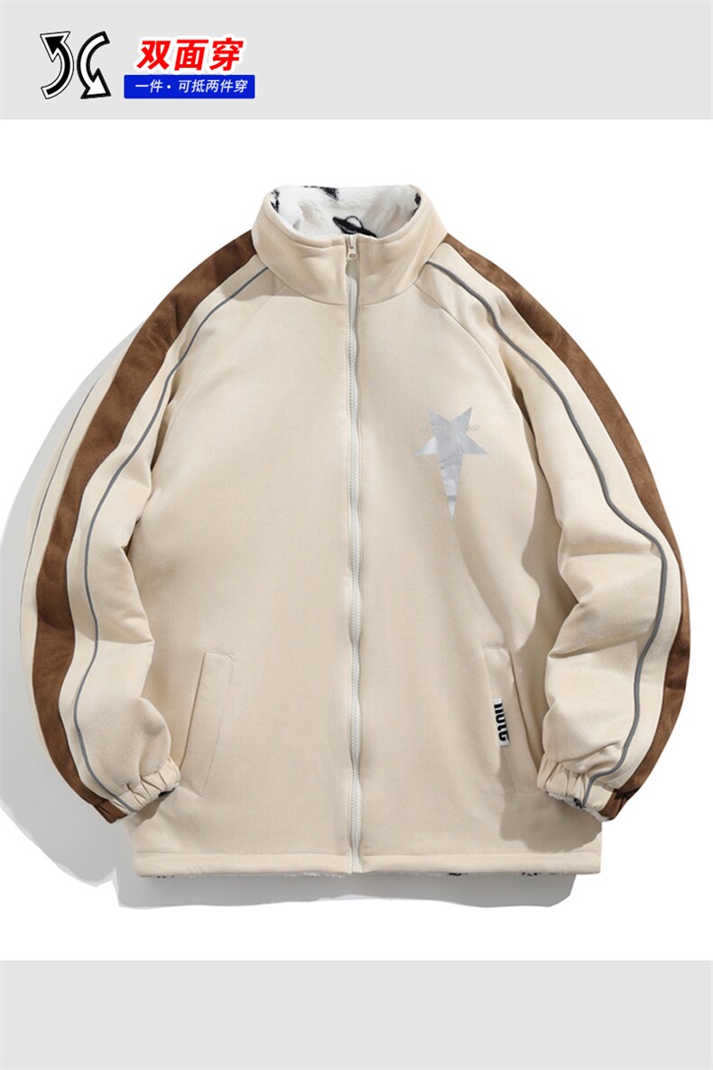 2025双面穿麂皮羊羔绒棉衣棉服面包服立领棉袄外套1618G-P90,男装棉衣,星座207