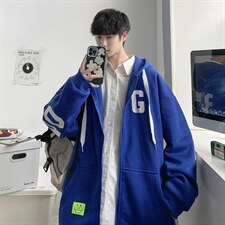 宽松潮港风卫衣春秋情侣外套连帽开衫加厚印字母卫衣A2018-A18P75，男装卫衣，星座1109-2