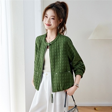 2026年春季宽松圆领方格纹刺绣轻薄开衫短外套棒球服，女装短外套，简韵佳