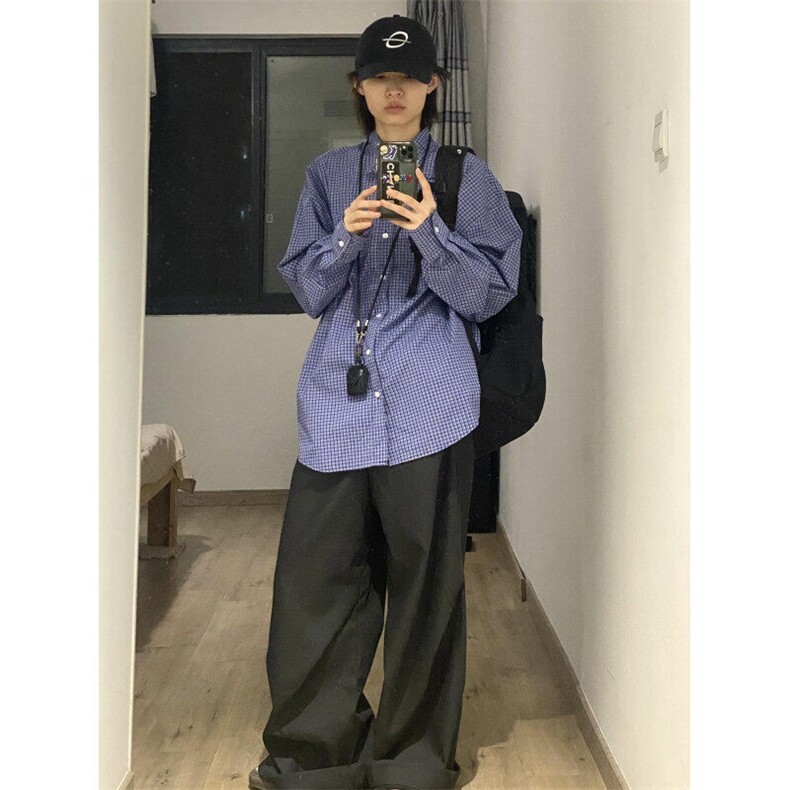 网络图现货蓝色格子衬衫长袖RC70-P50,男装衬衫,星座1005-4