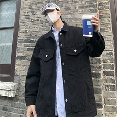 牛仔外套男秋季复古工装休闲夹克ins潮牌百搭翻领上衣W7819-P55，男装夹克，星座512-4