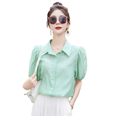 女士衬衫短袖薄款夏季2025新款中年棉麻半袖上衣宽松洋气妈妈衬衣，女装蕾丝衫/雪纺衫，艾仟回(原伊仟回)