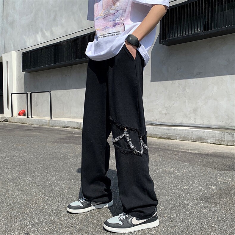 现货 美式hiphop裤男宽松vibe裤潮牌高街ins链条工装 K2577-P46图片