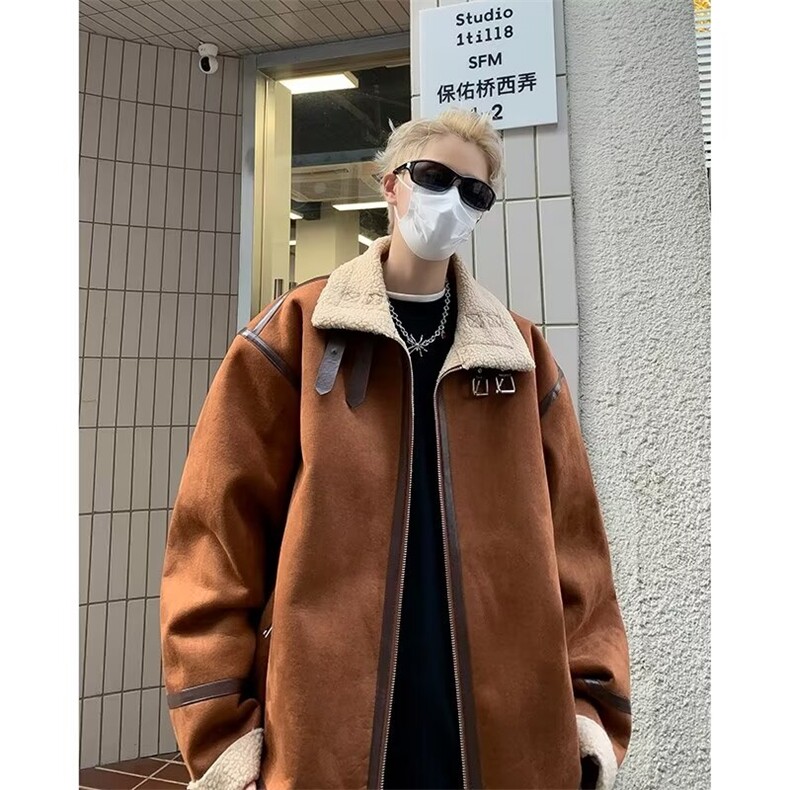 F79-P92高街潮牌ins羊羔毛加厚棉服秋冬季麂皮绒工装棉衣男款,男装棉衣,星座512-6
