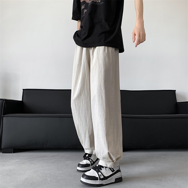 8XL-M特大码冰丝棉麻宽松休闲长裤男高端亚麻灯笼裤太极裤K982P58,男装休闲裤,电商D206-1
