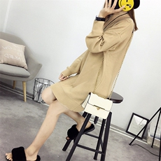 2021年秋季针织衫/毛衣圆领时尚潮流简约个性中长款长袖纯色立领，女装针织衫/毛衣，奕阳依阁