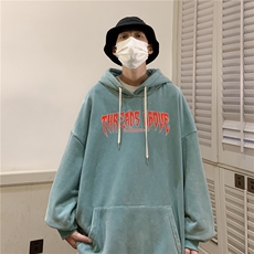 加绒新款港风宽松连帽套头卫衣X5670-常规P70控88-加绒P80控98，男装卫衣，电商A061-1