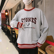 新款男装大字母印花罗纹套头圆领卫衣AW015-P30港仔1，男装卫衣，电商A003