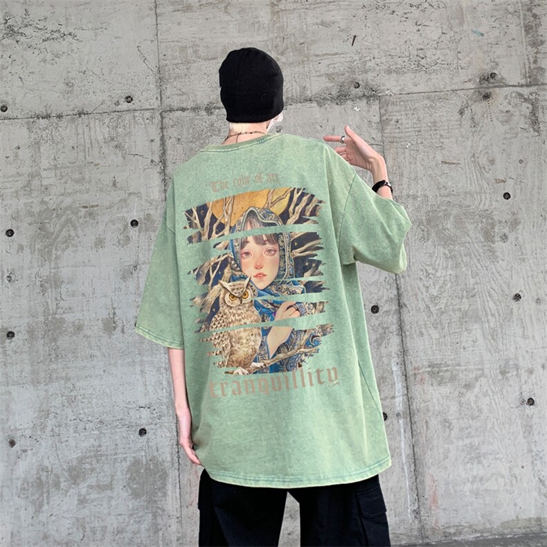 2025年夏季复古水洗T恤美式重磅力推XZ517A-BK1183P38，男装T恤，星座517A