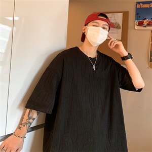 T6058/P35高品质港风垂感冰丝短袖T恤男装潮宽松克莱因蓝上衣控48，男装T恤，电商A141