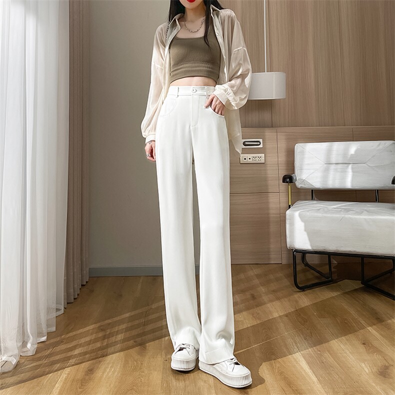 西装裤女2025新款春夏季高腰开叉阔腿拖地裤垂感休闲香蕉裤,女装休闲裤,云美莎专业女裤-全店现货