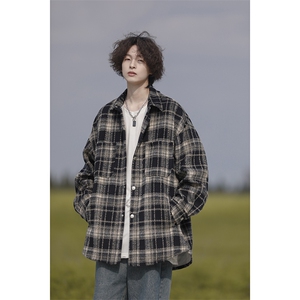 221-1/JK900/P75控982025春款加厚磨毛格子情侣衬衫夹克外套
