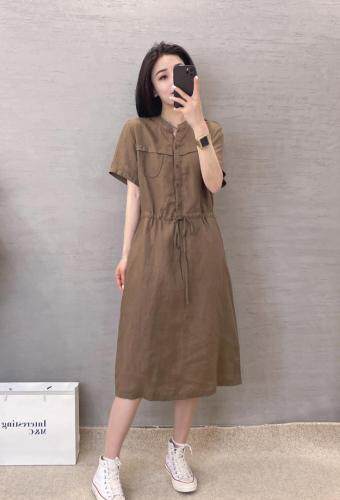 麻料连衣裙，女装连衣裙，依伊贝诺