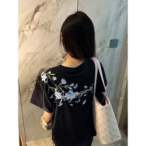 万针全刺绣解构设计260克重磅双纱纯棉高品质美式高街短袖T恤特35图片