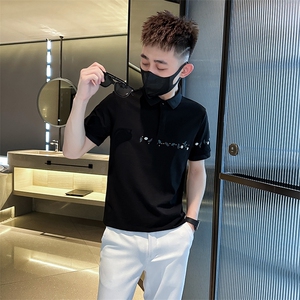 抖音2025夏季短袖T恤翻领小花刺绣翻领Polo衫T0264-P48图片