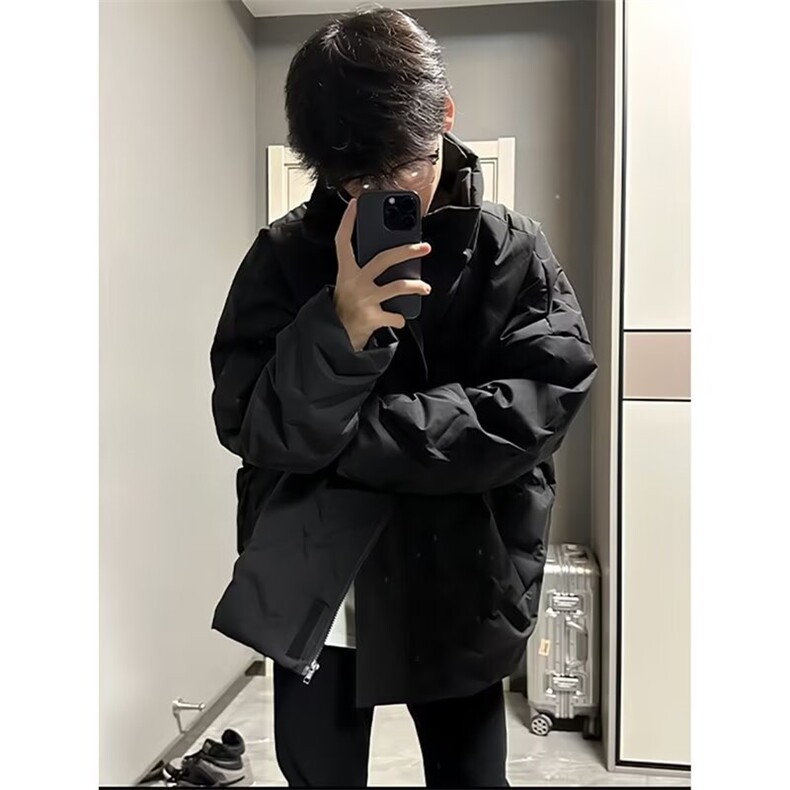 菱形格羽绒棉服男款轻薄美式面包服高街立领外套MC335,男装棉衣,星座1116A（原606A-3）