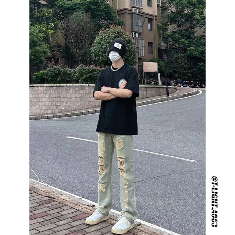 2026夏季美式高街破洞inx小众牛仔裤货号K725P55,男装牛仔裤,电商A063