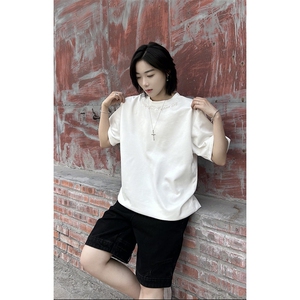 港风大码网红情侣麂皮绒宽松圆领短袖T恤 XZ213-T061-P35控48图片