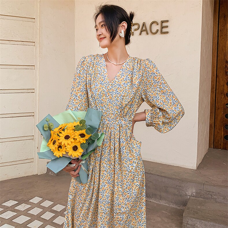 《2023春季主打款》法式碎花连衣裙女春季茶歇裙收腰仙女裙子,女装连衣裙,海爱依仁