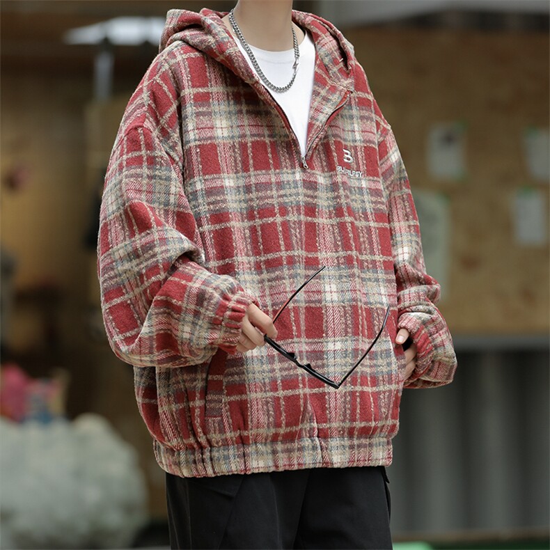 2023工装痞帅夹克美式复古格子连帽日系外套cityboy男W7922-P58,男装夹克,星座512-4