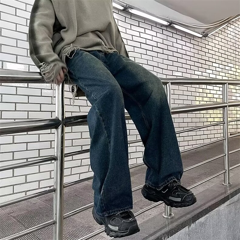 牛仔裤男韩版潮流直筒裤美式高街2023秋冬新款ins长裤RK1113-P45,男装牛仔裤,星座412-3