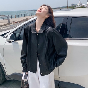 美式单排扣皮衣外套女2025秋季新款时髦百搭休闲时尚潮流皮衣外套图片