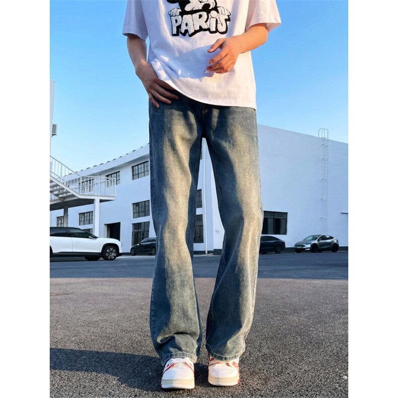 TP黑22其他32潮流微喇弹力牛仔裤男中高腰长裤2026合体修身微喇，男装牛仔裤，星座302A-2