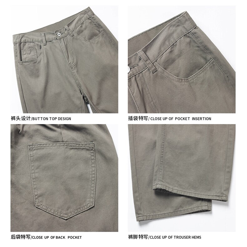 2026春季新款白底大码美式复古水洗直筒裤M-5XGK25133-特P35,男装休闲裤,电商A022
