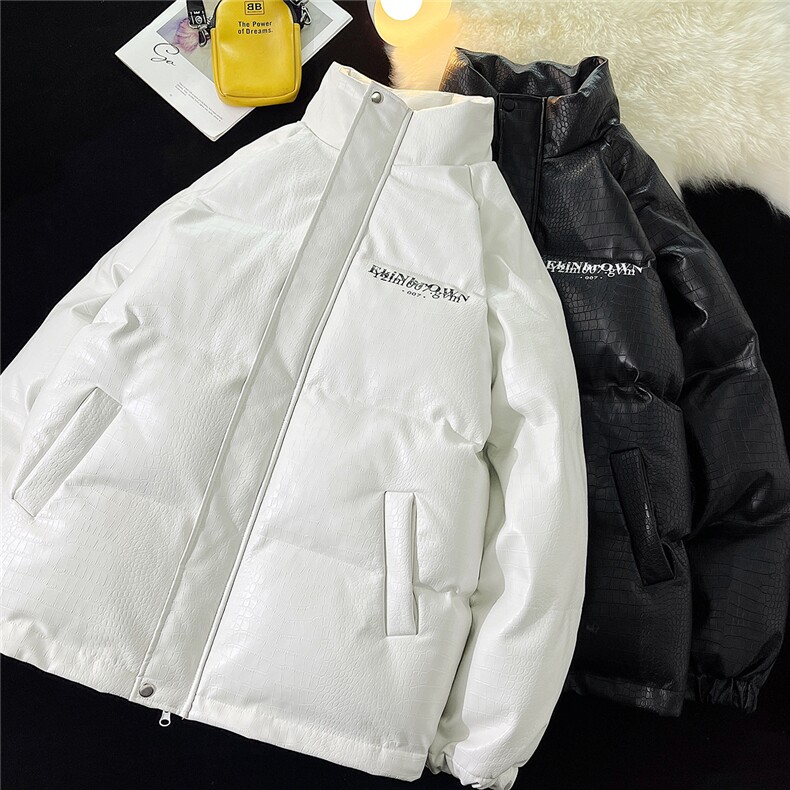 港风鳄鱼纹棉衣男手塞棉夹克PU皮棉服外套男8507P120控158,男装夹克,星座226-1