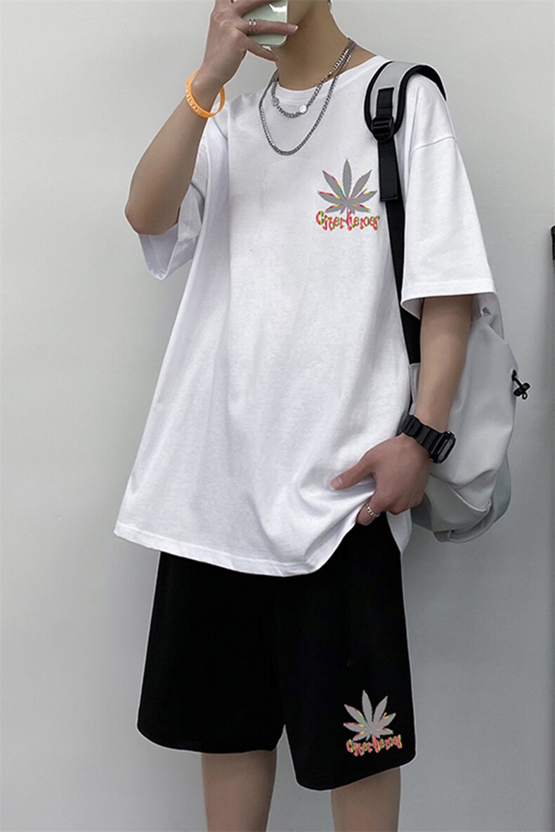 t恤短袖短裤套装男2023夏季搭配宽松潮牌ins衣服A161-2-TZ05-P50,男装休闲套装,电商A161-2