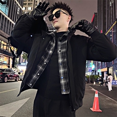 B50/P138控178假两件高级感男士棉衣外套拼接韩版休闲男装袄子首2，男装棉衣，星座305B