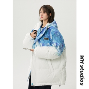 XZ-230-1MY705中性风简约轻奢百搭水墨扎染休闲连帽棉服P118控158图片