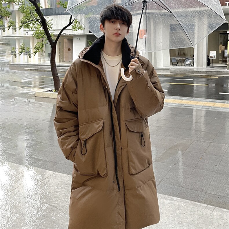 羽绒服男冬季新款宽松港风长款连帽白鸭绒外套YR928-P180(控价208,男装羽绒服,星座214-3