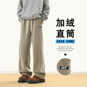 休闲裤男潮牌新款宽松抽绳运动裤设计感阔腿裤子X2881加绒特批55图片