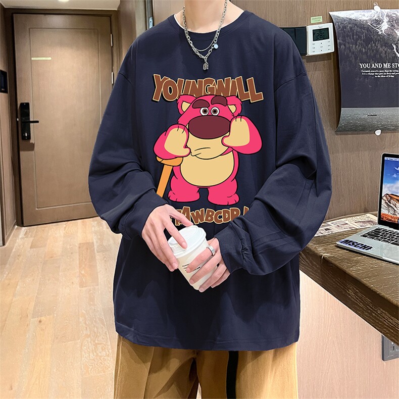 直播品质秋冬重磅潮牌嘻哈美式印花纯棉长袖T恤打底衫CT388特P28,男装T恤,电商A486