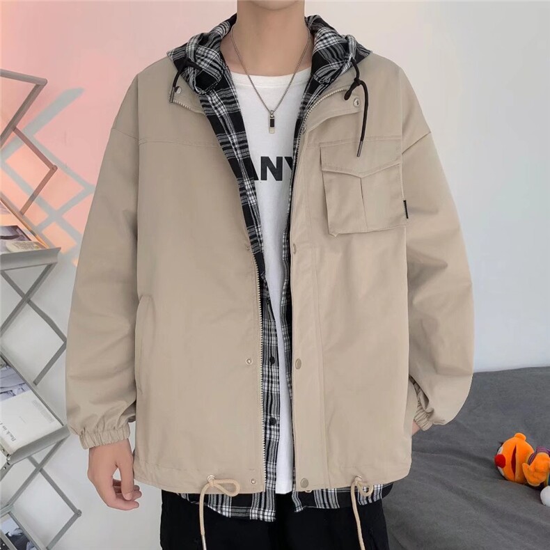 假两件学生工装外套男秋冬季2021韩版潮流ins休闲夹克W2110-P60,男装夹克,星座512-2